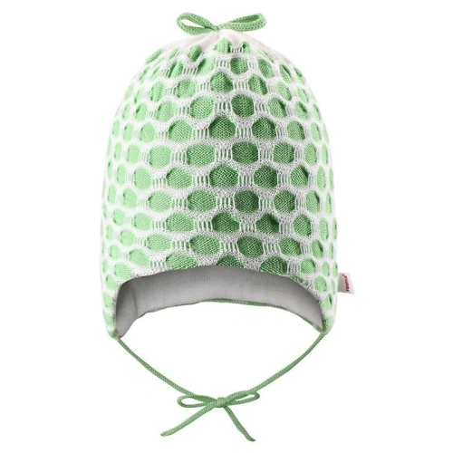 Reima dětská čepice pletená se zavazováním Vanilja 518336 - zeleno bílá - 40 - 42 cm