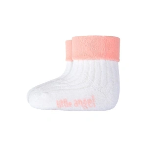 LITTLE ANGEL Ponožky froté Outlast® - bílá/sv.růžová vel. 10-14 | 7-9 cm