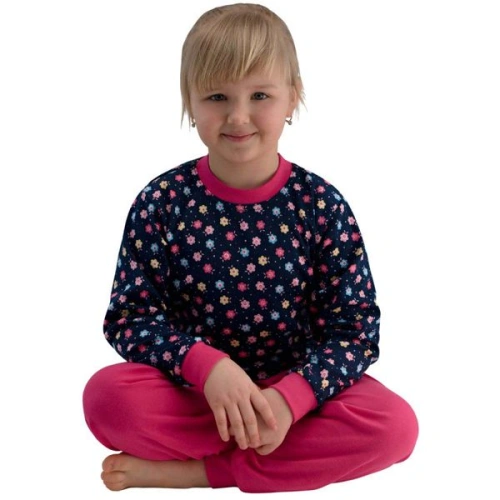 ESITO Dívčí pyžamo Kytičky vel. 110 - tmavě modrá