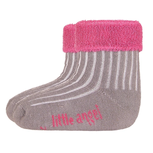 LITTLE ANGEL ponožky froté Outlast® tm. šedá/ růžová vel. 20-24 | 14-16 cm