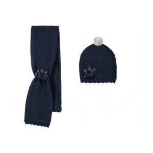 Mayoral dívčí set pletené čepice a šály - tmavě modrá