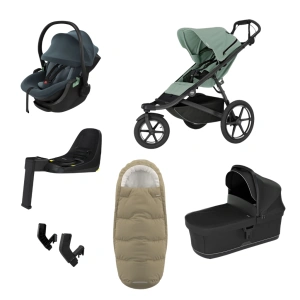 THULE Urban Glide 3 Mist Green magnetická spona + korba Black + autosedačka Maple + báze Alfi + fusak Elements M/L + adaptér MC (69)