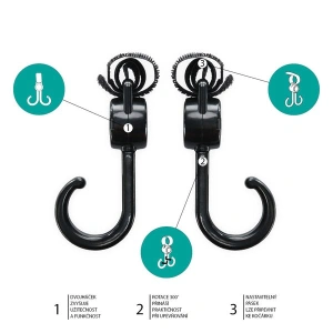 ZOPA Dvojitý háček na kočárek 2 ks, Black (4)