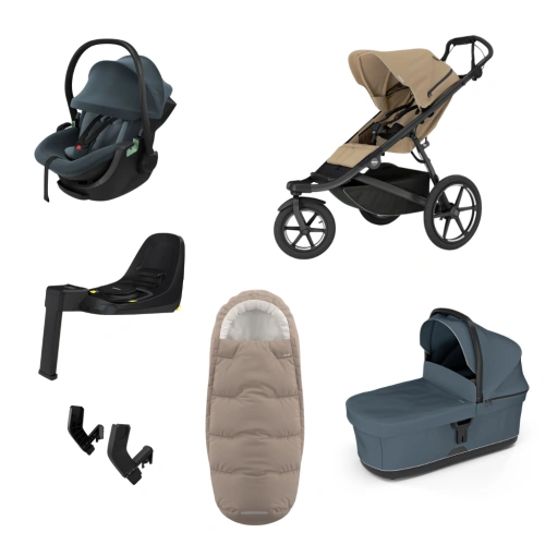 THULE Urban Glide 3 Gentle Beige magnetická spona + korba Dark Slate + autosedačka Maple + báze Alfi + fusak Elements M/L + adaptér MC