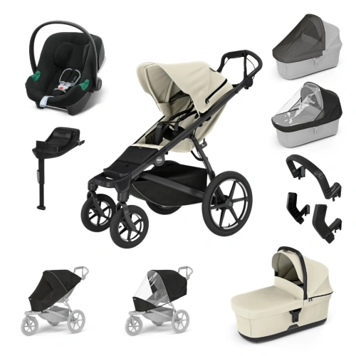 THULE Maxi set Urban Glide 4-wheel Soft beige + korba + autosedačka Aton B2 Volcano Black + báze + doplňky