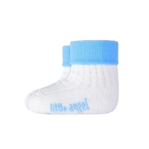 LITTLE ANGEL Ponožky froté Outlast® - bílá/sv.modrá vel. 10-14 | 7-9 cm