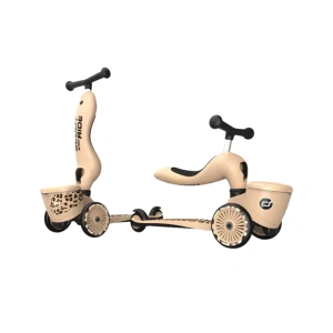 SCOOT AND RIDE dětská koloběžka/odrážedlo 2v1 Highwaykick 1 lifestyle leopard krémová