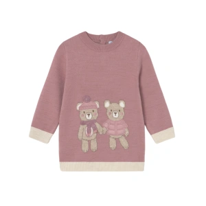 MAYORAL dívčí úpletové šaty s medvídky růžová vel. 92 cm