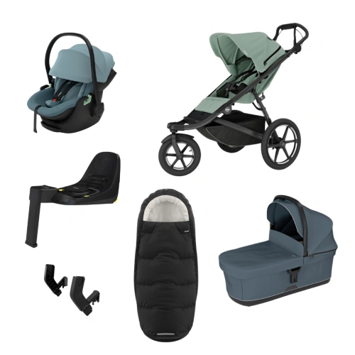 THULE Urban Glide 3 Mist Green magnetická spona + korba Dark Slate + autosedačka Maple + báze Alfi + fusak Elements M/L + adaptér MC