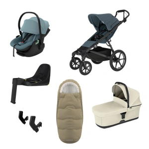 THULE Urban Glide 4-wheel Dark Slate magnetická spona + korba Soft Beige + autosedačka Maple + báze Alfi + fusak Elements M/L + adaptér MC (48)