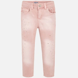 MAYORAL dívčí Skinny jeans s aplikacemi růžová - 122 cm
