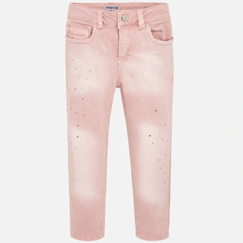 MAYORAL dívčí Skinny jeans s aplikacemi růžová
