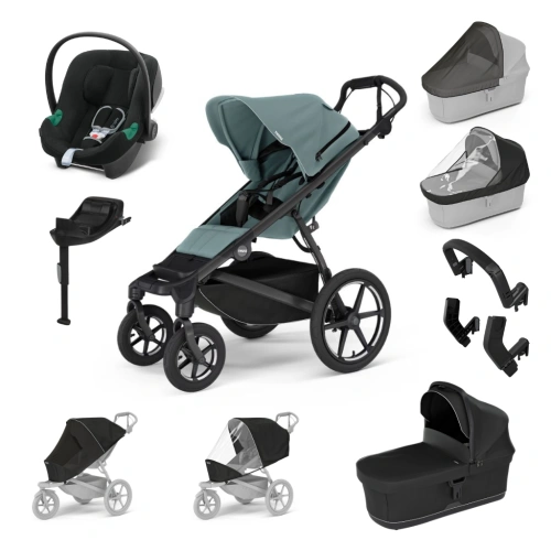 THULE Maxi set Urban Glide 4-wheel Mid blue + korba + autosedačka Aton B2 + báze + doplňky