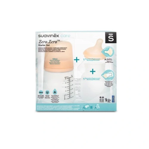 SUAVINEX Antikoliková lahvička Zero Zero 180 ml A - Sada
