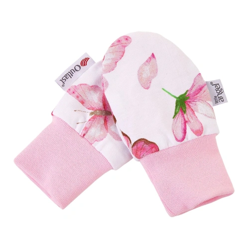 LITTLE ANGEL Rukavice podšité kojenecké Outlast® - růžový motýl/růžová baby Vel. 1