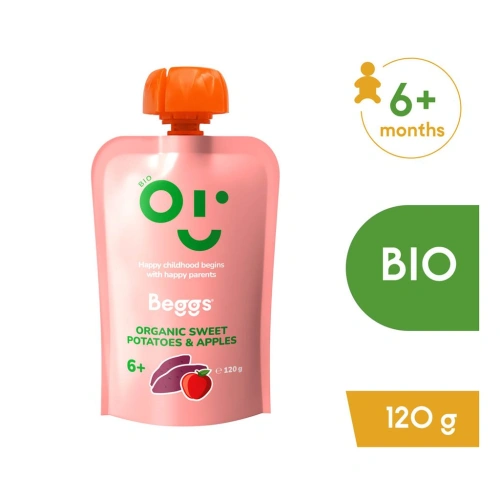 BEGGS BIO ovocno-zeleninový příkrm batáty a jablka (120 g), bez lepku