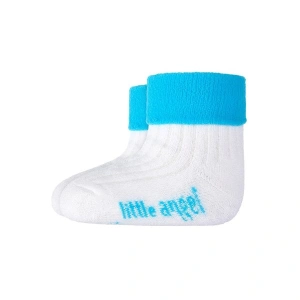LITTLE ANGEL Ponožky froté Outlast® - bílá/tyrkys vel. 10-14 | 7-9 cm