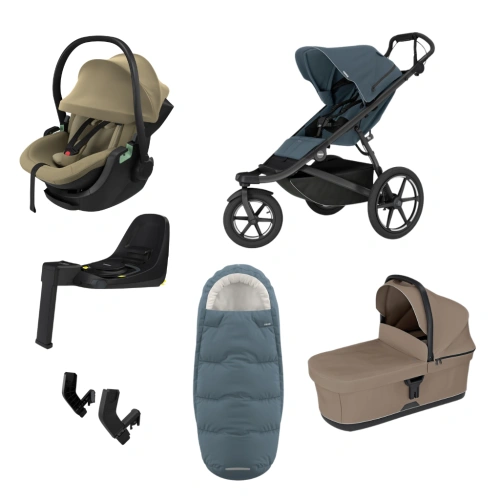 THULE Urban Glide 3 Dark Slate magnetická spona + korba Tinted Taupe + autosedačka Maple + báze Alfi + fusak Elements M/L + adaptér MC