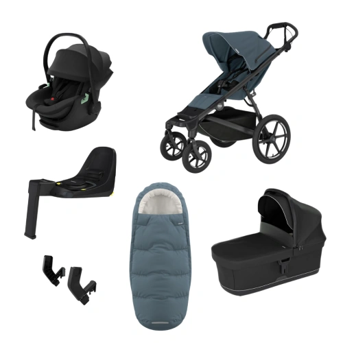 THULE Urban Glide 4-wheel Dark Slate magnetická spona + korba Black + autosedačka Maple + báze Alfi + fusak Elements M/L + adaptér MC