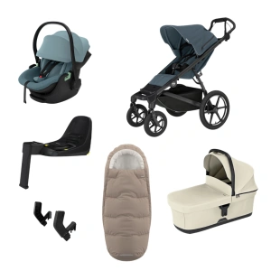 THULE Urban Glide 4-wheel Dark Slate magnetická spona + korba Soft Beige + autosedačka Maple + báze Alfi + fusak Elements M/L + adaptér MC (47)