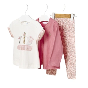 MAYORAL dívčí 3dílný set tričko KR, legíny, kabátek růžová vel. 86 cm