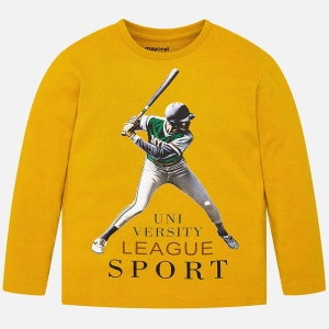MAYORAL chlapecké triko s dlouhým rukávem sport žluté - 134 cm