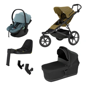 THULE Urban Glide 3 Nutria green + korba Black + autosedačka Thule Maple + báze Alfi + adaptér (15)