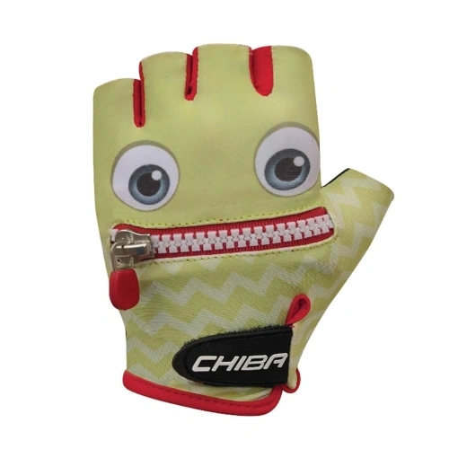 CHIBA dětské cyklistické rukavice Cool Kids Face žlutá, červená