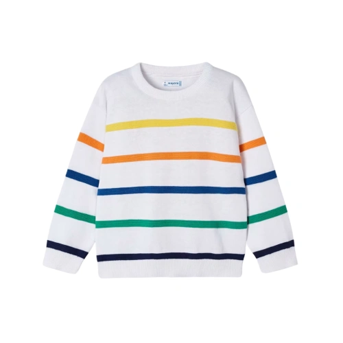 MAYORAL chlapecký svetr Pruhy bílá, multicolor