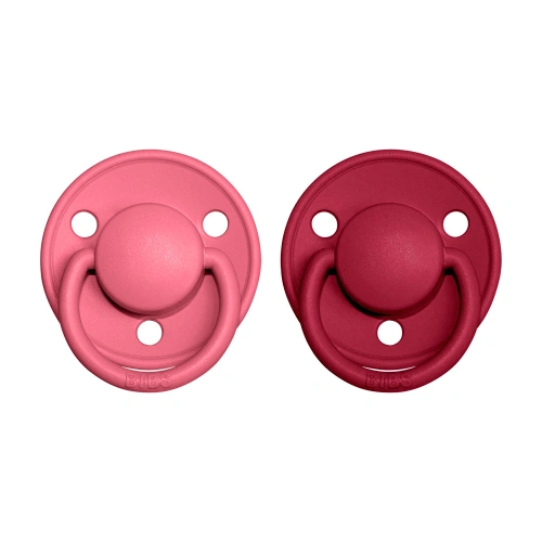 BIBS De Lux dudlík ze silikonu 2 ks Coral/ Ruby - one size (0-3 roky)