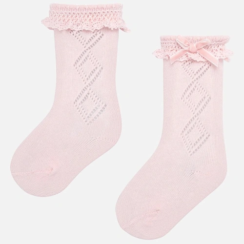 MAYORAL dívčí vyšívané ponožky růžové