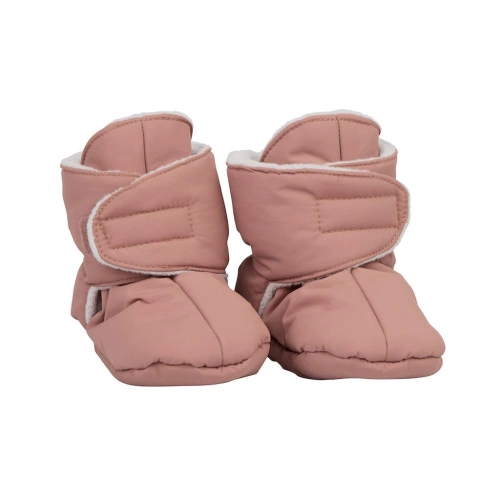 VOKSI zateplené látkové botičky Baby Booties blush pink / light grey