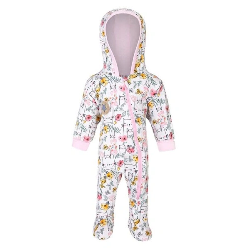 LITTLE ANGEL Overal podšitý BIO DR Outlast® - natur kočky/růžová baby