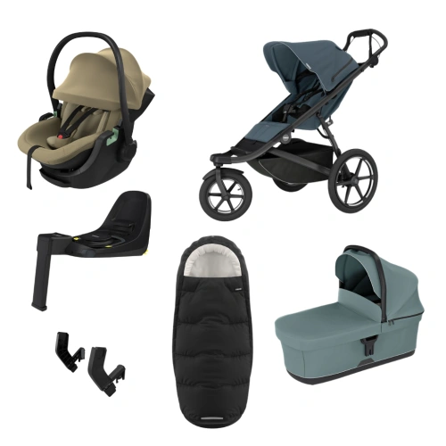 THULE Urban Glide 3 Dark Slate magnetická spona + korba Mid Blue + autosedačka Maple + báze Alfi + fusak Elements M/L + adaptér MC
