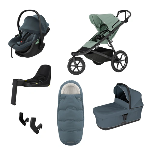 THULE Urban Glide 3 Mist Green magnetická spona + korba Dark Slate + autosedačka Maple + báze Alfi + fusak Elements M/L + adaptér MC