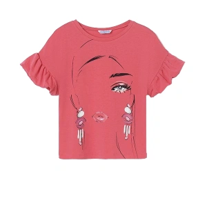 MAYORAL dívčí tričko KR obličej růžová - 152 cm