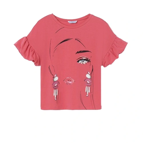 MAYORAL dívčí tričko KR obličej růžová