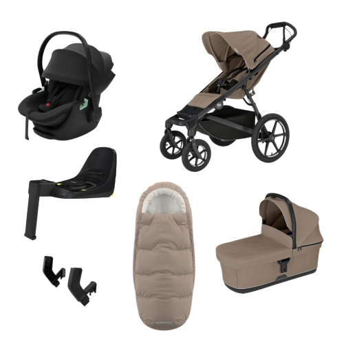 THULE Urban Glide 4-wheel magnetická spona Tinted Taupe + korba Tinted Taupe + autosedačka Maple + báaze Alfi + fusak Elements M/L Tinted Taupe + adaptér MC