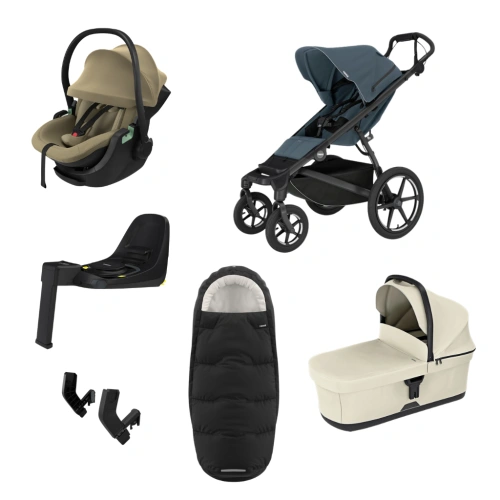 THULE Urban Glide 4-wheel Dark Slate magnetická spona + korba Soft Beige + autosedačka Maple + báze Alfi + fusak Elements M/L + adaptér MC