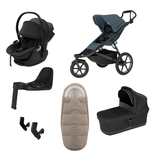 THULE Urban Glide 3 Dark Slate magnetická spona + korba Black + autosedačka Maple + báze Alfi + fusak Elements M/L + adaptér MC