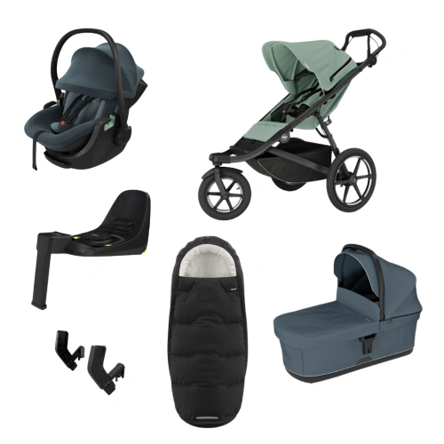 THULE Urban Glide 3 Mist Green magnetická spona + korba Dark Slate + autosedačka Maple + báze Alfi + fusak Elements M/L + adaptér MC