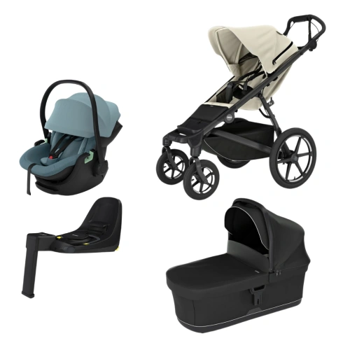 THULE Urban Glide 4-wheel Soft beige + korba Black + autosedačka Thule Maple + báze Alfi