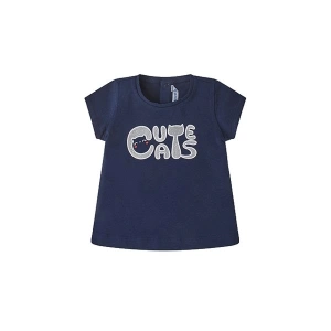 MAYORAL dívčí tričko KR třpytivé Cute Cats tmavě modrá - 80 cm