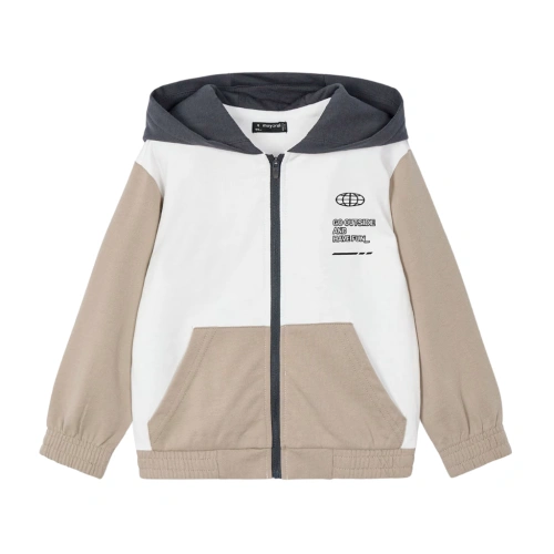 MAYORAL chlapecká mikina s barevnými bloky béžová, bílá, šedá