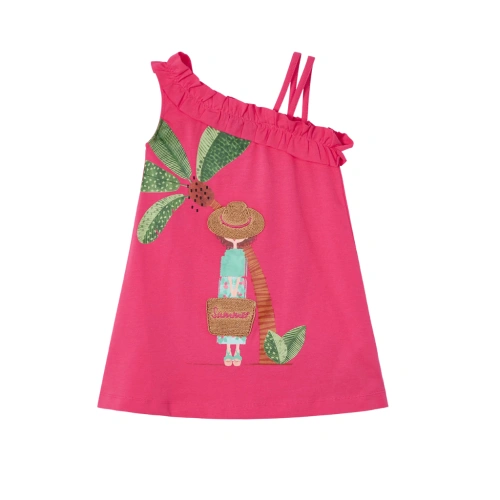 MAYORAL dívčí letní šaty výšivka Summer růžová