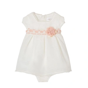 MAYORAL Dívčí šaty a kalhotky, bílá/ růžová - 55 cm