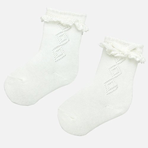 MAYORAL dívčí vyšívané ponožky bílé