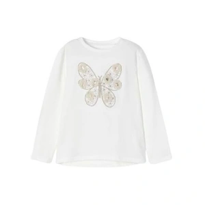 MAYORAL dívčí tričko DR vyšívaný motýl, smetanová - 116 cm