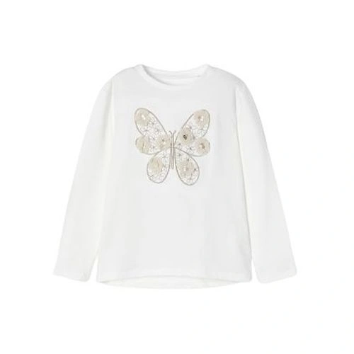 MAYORAL dívčí tričko DR vyšívaný motýl, smetanová