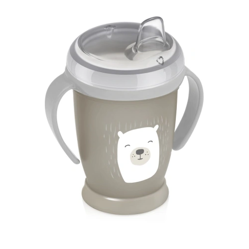 LOVI Hrníček nevylévací Buddy Bear hnědá 250 ml s pítkem